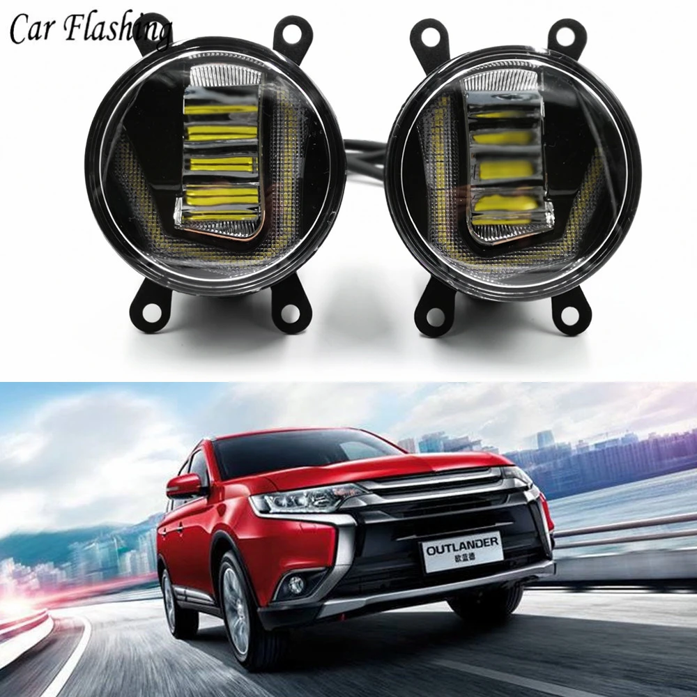 3 в 1 функции авто LED для Mitsubishi Outlander 2006 2018 DRL Дневной ходовой светильник для автомобиля проектор противотуманная фара с желтым сигналом|Фара для авто в сборе| | АлиЭкспресс
