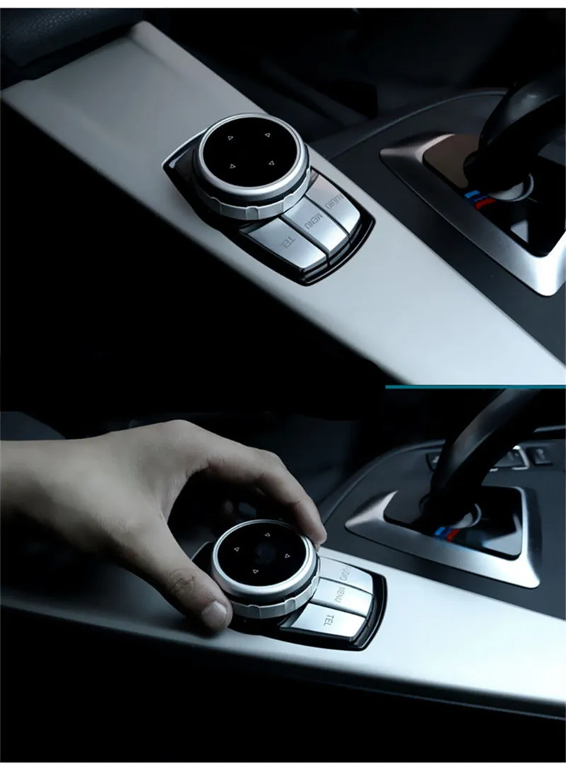 iDrive Car Multimedia Buttons Cover M Emblem Stickers for BMW X1 X3 X5 X6 F30 E90 E92 F10 F18 F11 F07 GT Z4 F15 F16 F25 E60 E6111
