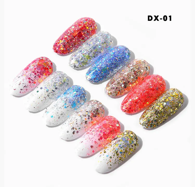 6 Box/Set Holograhic Nail Art Блеск Блестки смешать Размеры шестиугольник Русалка градиент порошок Акриловые Советы УФ гель лак для ногтей хлопья