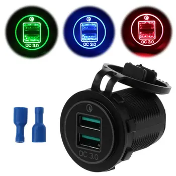 

Dual USB Quick Charge 3.0 LED Fast Charger for 12V/24V Car Boat Motorcycle SUV Bus Truck Marine