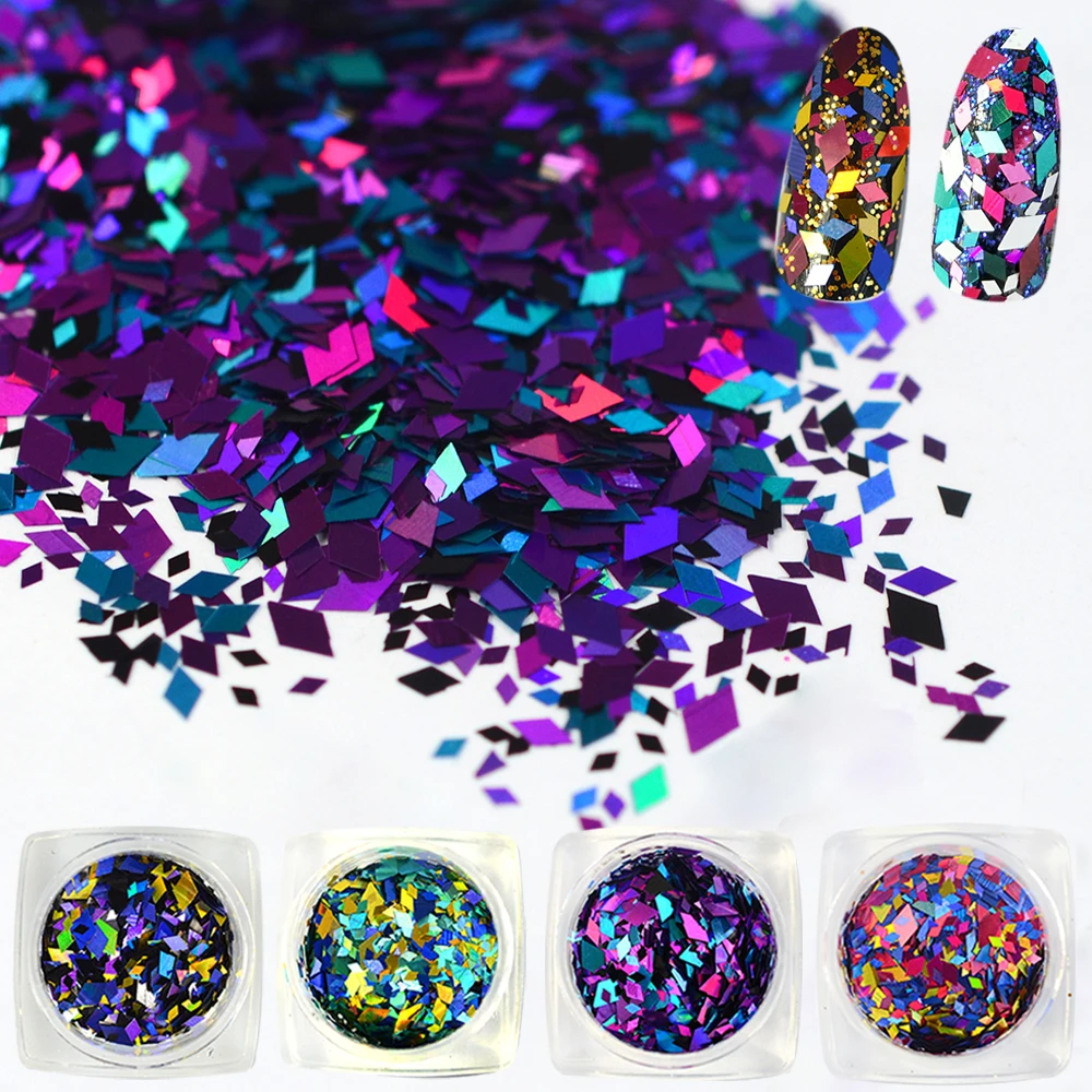 SWEET TREND 1Bottle Mixed Colorful Rhombus Shape Nail Art Glitter