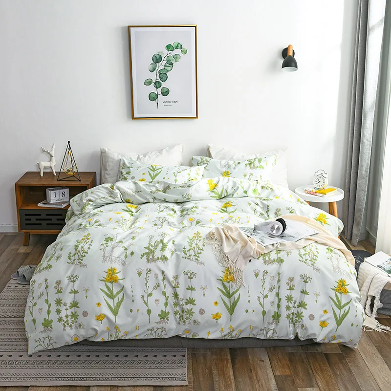 

Home Textile flower print Duvet Cover Pillow Case Bed Sheet Boy Kid Teen Girl Bedding setLinens Set King Queen Twin