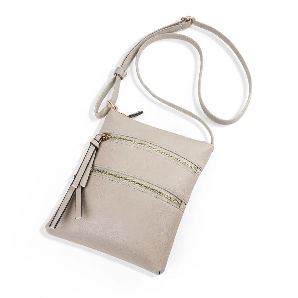 Женская функциональная многофункциональная сумка через плечо с карманами, сумка через плечо из искусственной кожи на молнии для девочек, простая сумка с клапаном