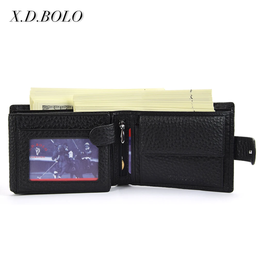 

X.D.BOLO High Capacity RFID Card Holder Purse Man Wallet Leather With Coin Pocket