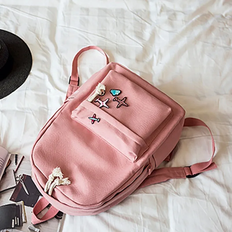 Female Backpack Students School Bag 4 Pieces 2019 Fashion Canvas Backpacks Women For Teenage Girl Women Back Pack Bagpack Female Backpack Students School Bag 4 Pieces 2019 Fashion Canvas Backpacks Women For Teenage Girl Women Back Pack Bagpack