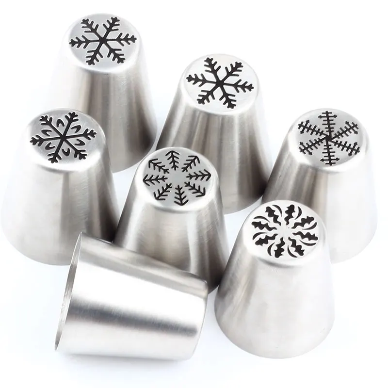 7Pcs Nozzles Piping Stainle Steel Icing Party Russian Tips Pastry Baking Tools And 1Pcs Converter Coupler Cake Baking Tools