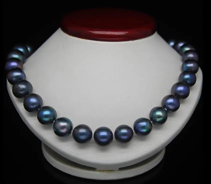 

REAL BEAUTIFUL 17''8-9 MM TAHITIAN BLACK BLUE NATURAL PEARL NECKLACE 14K ^^^@^Noble style Natural Fine jewe SHIPPING (C0309)