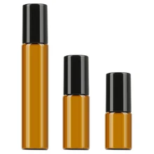 10 шт. 3/5/10 мл коричневая стеклянная бутылочка для эфирных масел бутылка ролик из нержавеющей стали мяч Портативный парфюм для путешествий роликовые бутылочки