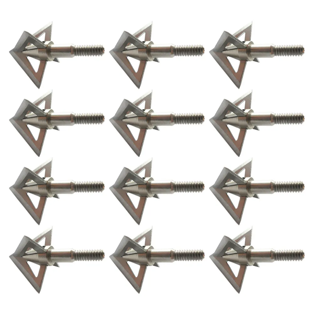 12 шт. серебряные наконечники с 4 лезвиями 100 зерна|hunting axe|crossbow accessoriescrossbow nocks |