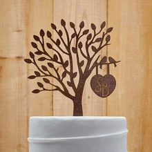 Персонализированные Любовь Дерево Свадебный торт Топпер на заказ пара имя торт Топпер начальный торт Топпер