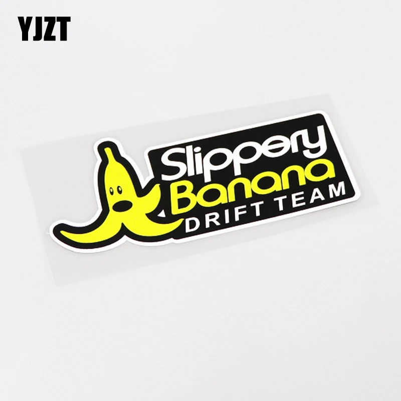 

YJZT 15CM*6CM Interesting SLIPPERY BANANA DRIFT TEAM PVC Decal Car Sticker Accessories 13-1056