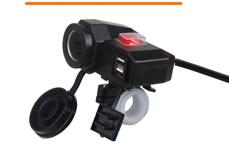 

2017 Newest Motorcycle DC 12V Cigarette Lighter Power Adapter Accessories with DC 5V 2.1A Dual USB Output Charging for car