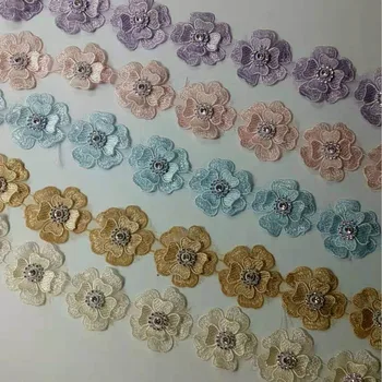

A229 5CM Pearl Flower DIY Soluble Wedding Lace Lace Trim Knitting Embroidered Handmade Patchwork Ribbon Sewing Supplies Craft
