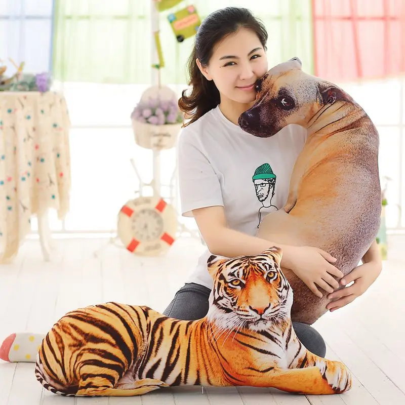 3D Dimensional simulation prone tiger /dog plush toy large