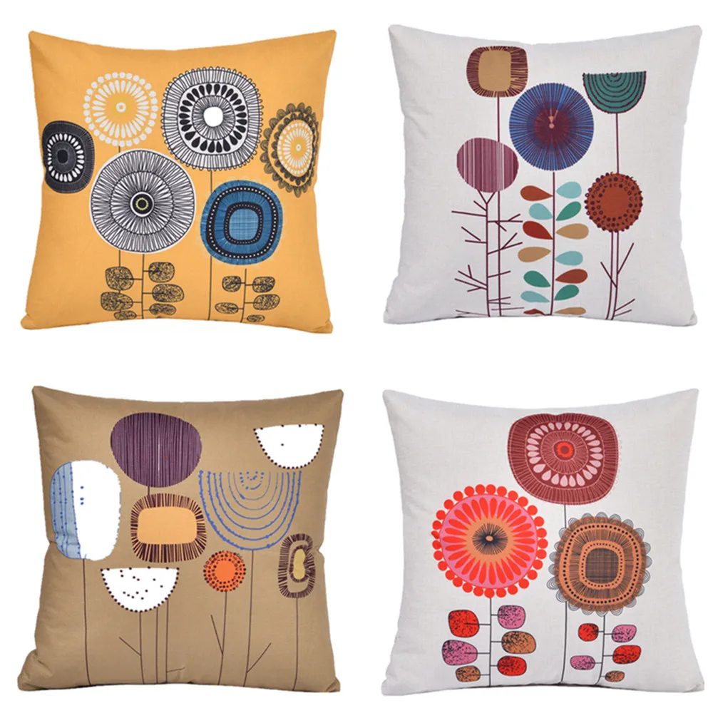 

45x45cm Dandelion Cushion Cover Cotton Linen Home Living Room Sofa Car Seat Decor Throw Pillowcase Decorative Pillows