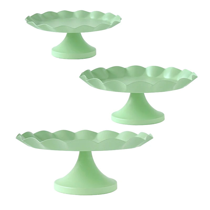 Wave Edge Cake Tray Cupcake Stand Cake Tools Macaroon Green Waterproof Plate Decoration for Party Dessert Table