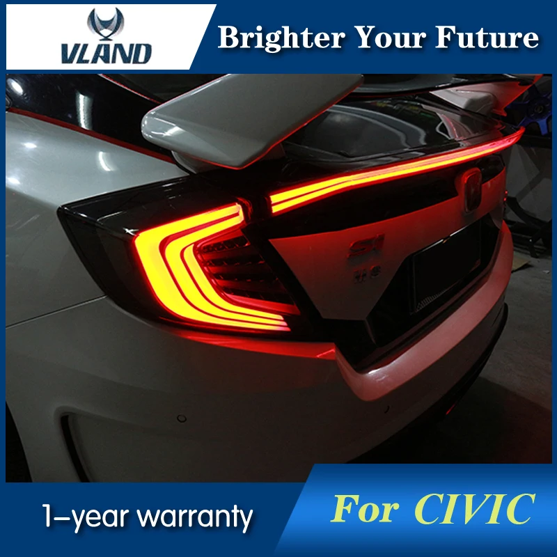 3Pcs For Honda Civic 2015-2018 Tail Lamp Rear Ligh...
