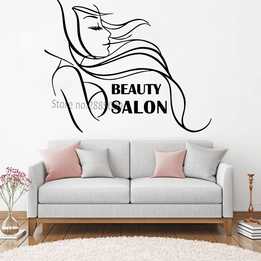 Makeup Hair Care Barber Wall Decals Beauty Salon Woman Beautiful Decal Lashe Sticker Beauty Hair Salon Shop Art Wall Decor LC878