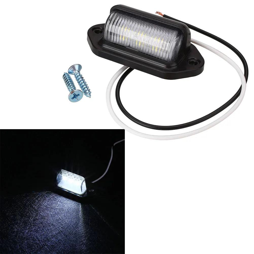 

6LED 10-30V Truck Number Plate Light License Tail Light Step Lamp Tag Light White For Boat RV Motorcycle Trailer Lorries Caravan