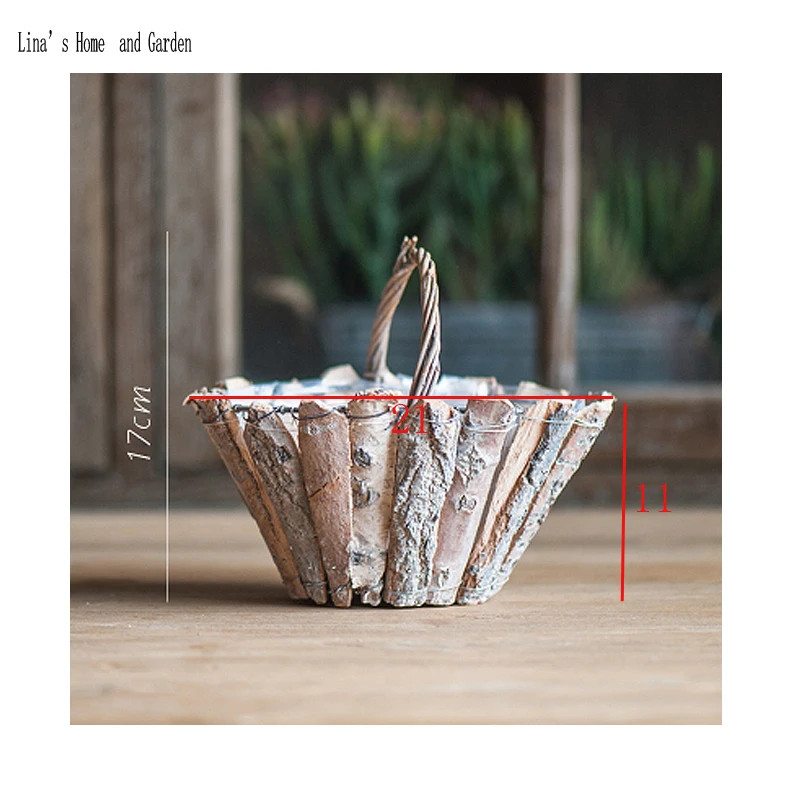 basket style handmade natural wood chip planters (2)