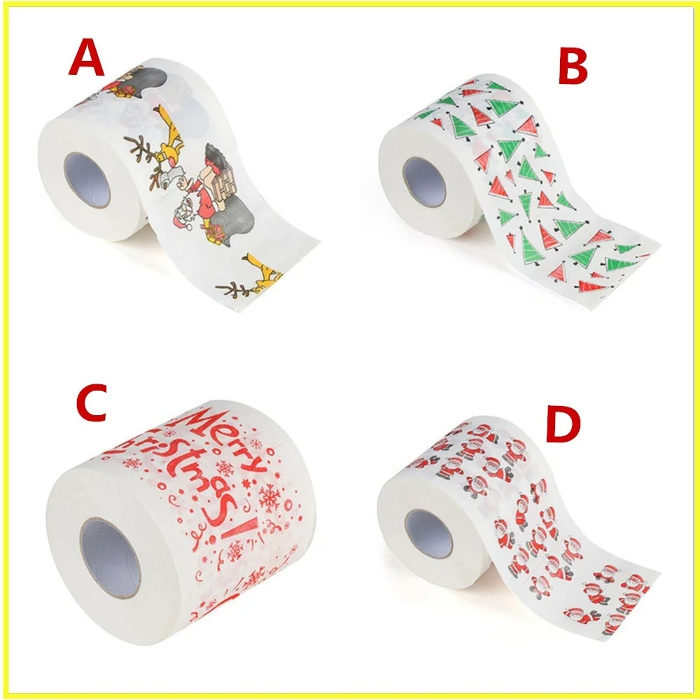1 рулон Рождество Санта Клаус мультфильм туалетная бумага с рисунком узор рулон цветной стол кухонной ткани три варианта