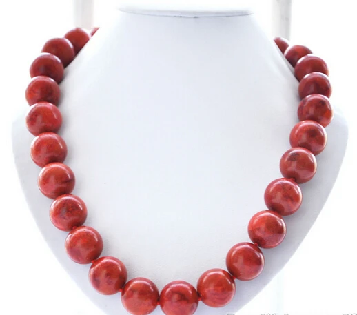 

ddh002767 round red natural grass coral bead NECKLACE