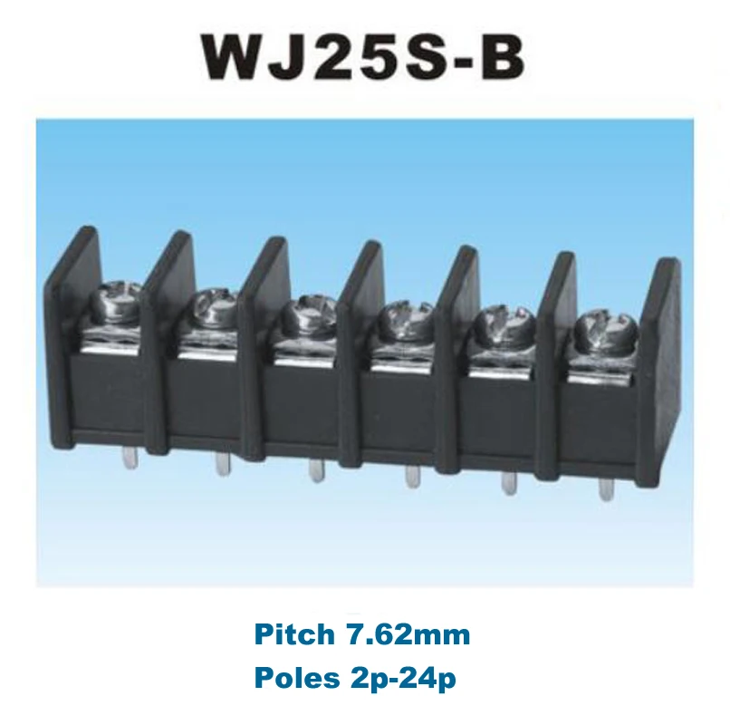 

20/50pcs Pitch 7.62mm Barrier Screw PCB Terminal Block Straight Pin 2P 3P 4P 5P 6P morsettiera connectors bornier 300V 15A 14AWG
