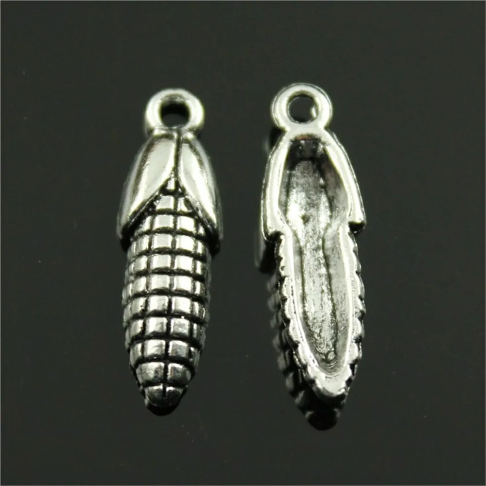 

10pcs/lot Corn Charms Pendant DIY Metal Jewelry Making Antique Silver Color 24x7mm
