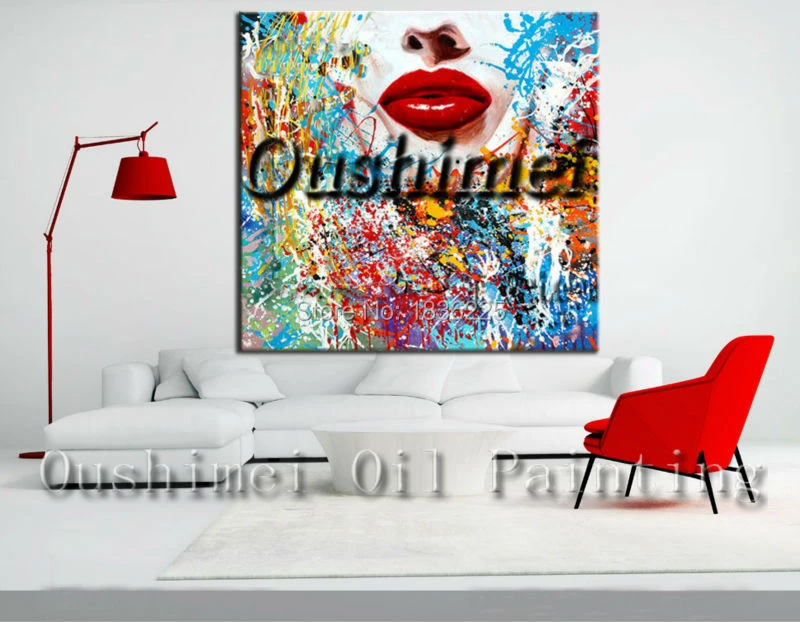 A Half Of Face Painting On Canvas For Sale Modern Woman Portrait Painting Face Paint Red Sexy Lips Paintings Kinetic Art Lips Painting Art Paintingsexy Paintings Aliexpress