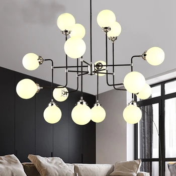 

loft industrial Beanstalk creative minimalist Nordic Iron Art glass ball pendant light living room restaurant pendant lamp