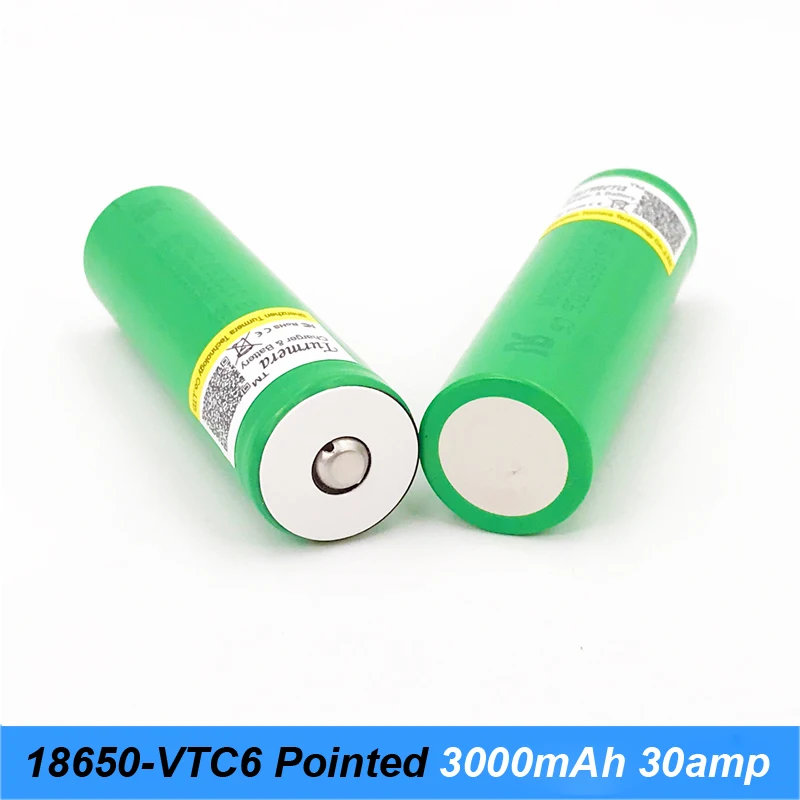 original 18650 VTC6 30amp for e cigarette rx200 flshlight 18650 with pointed rechargeable batteries for screwdrivers j10