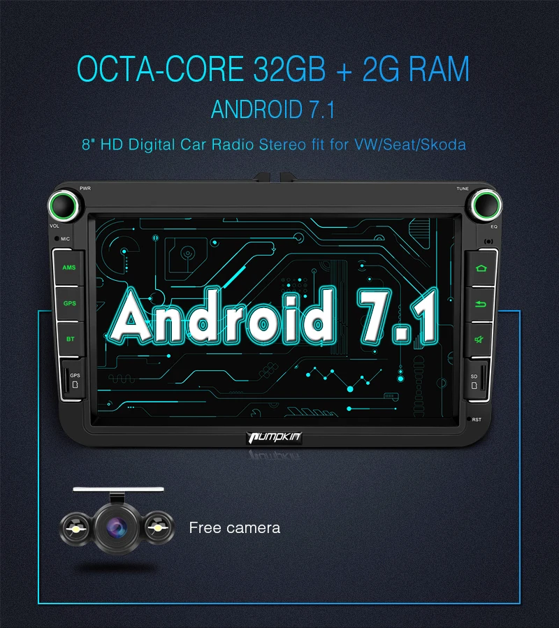 Perfect Pumpkin Qcta-core RAM 2G ROM 32G 2 Din 8" Android 7.1 Car Radio No DVD Player GPS Navigation Stereo For VW/Volkswagen/Golf/Seat 1 Perfect Pumpkin Qcta-core RAM 2G ROM 32G 2 Din 8" Android 7.1 Car Radio No DVD Player GPS Navigation Stereo For VW/Volkswagen/Golf/Seat 1