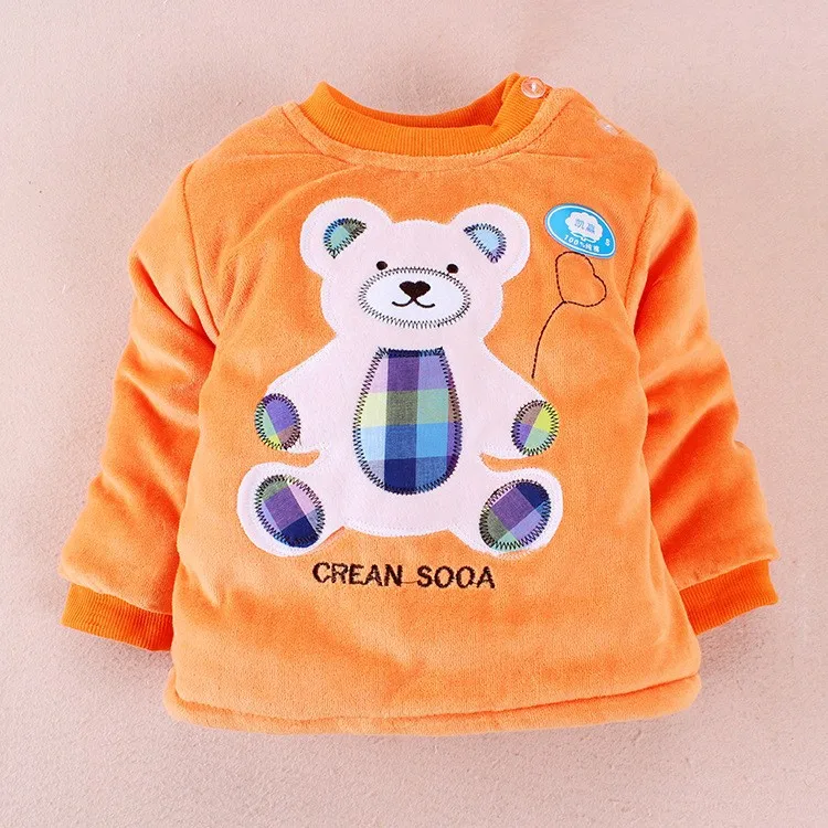 High quality kids winter clothes 2013 babys warm o-neck parkas cotton padded bear pullover toddlers thicken velour outerwears |