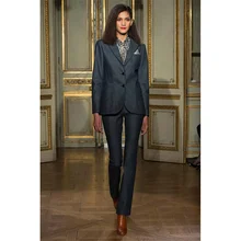 New Charcoal Women Business Work Suits With 2 Piece Jackets+Pants Formal Office Uniform Design Professional Female Trouser Suit
