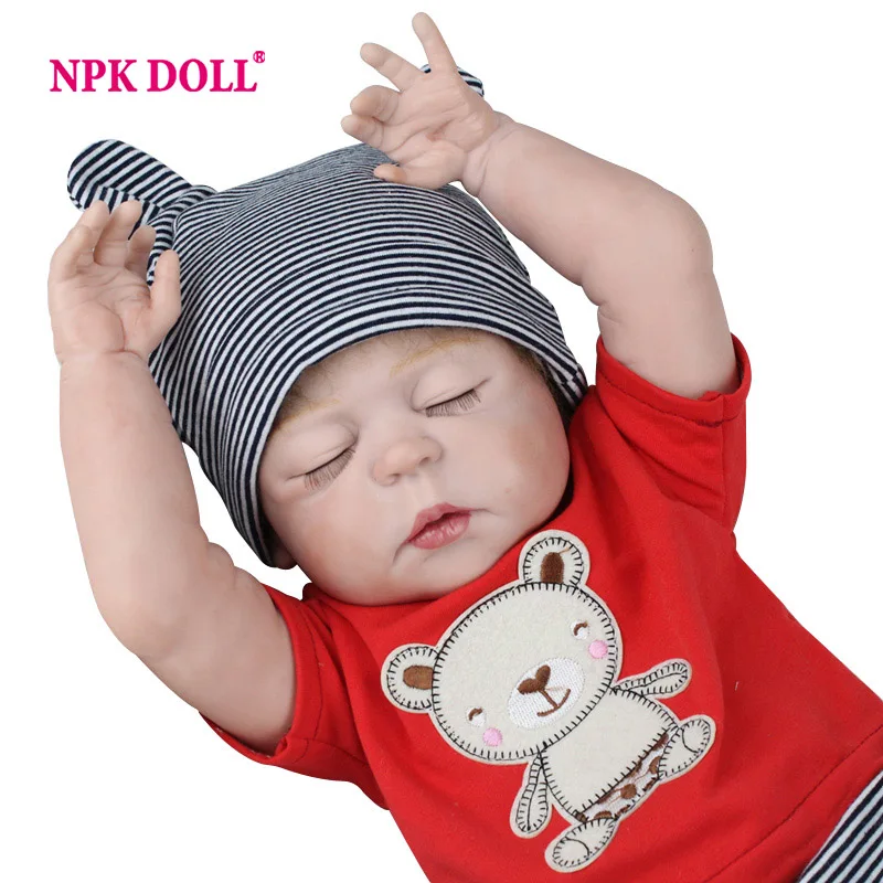 NPKDOLL 22 дюйма Baby Reborn 55 см Реалистичная для малышей и новорожденных кукла ребенок ручной работы Реалистичная полная тело силиконовая Спящая Детская кукла игрушка - Цвет: Boy-type one