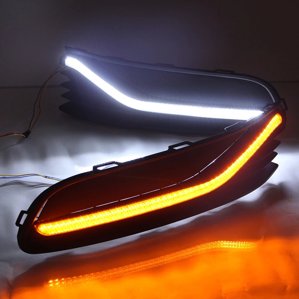 

LED DRL for VOLKSWAGEN POLO 2014~ 2016 Daytime Running lights External daylight turn signal light fog lamps 12V led car drl