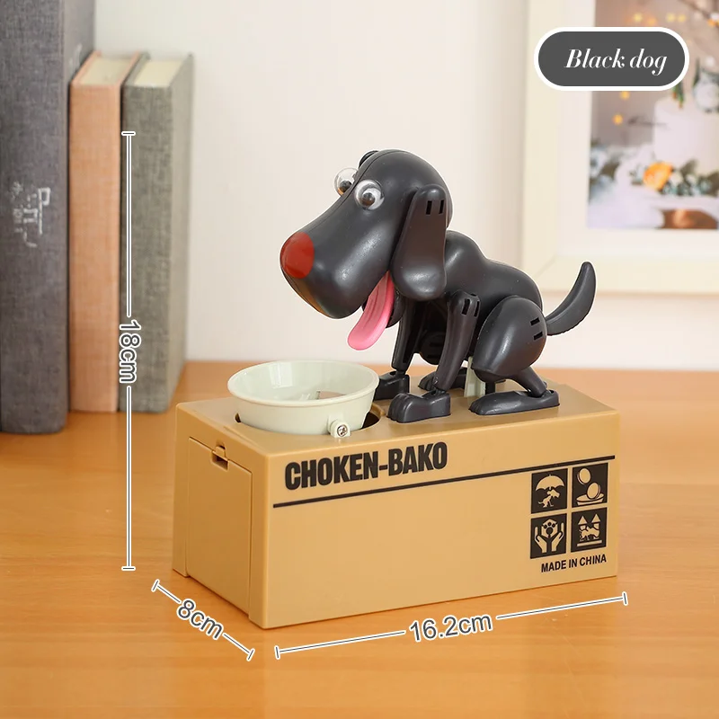 Cat копилка собака депозит экономить деньги коробка электронных денежных Сейф Пластик Сейф для детей дома C001 - Цвет: Black Dog