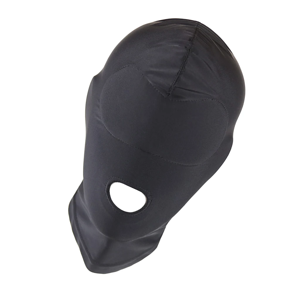 Unisex Breathable Black Full Face Cover Spandex Zentai Costume Mask Hoods