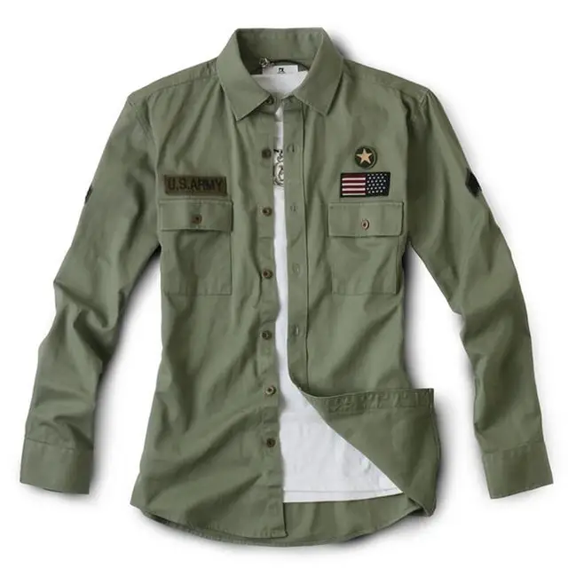 Military Style Men Army Green Casual Shirts New 2017 Mens