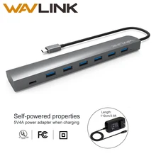 Wavlink USB 3,1 type-C to7 порты USB концентратор высокая скорость 5 Гбит/с Тип C& Тип A мульти док-станция Алюминий для ультрабука ПК ноутбук Macbook