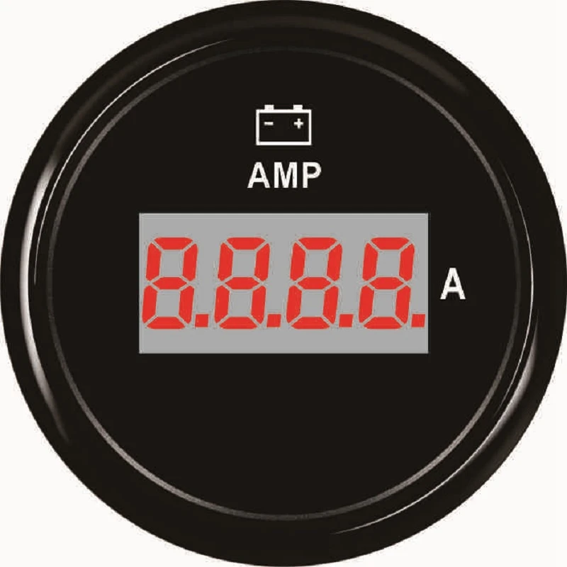 

52mm Digital Car Ampermeter LCD Display AMP Meter Gauge for Truck Auto Boat With Red LED Backlight + / - 80A amp gauge