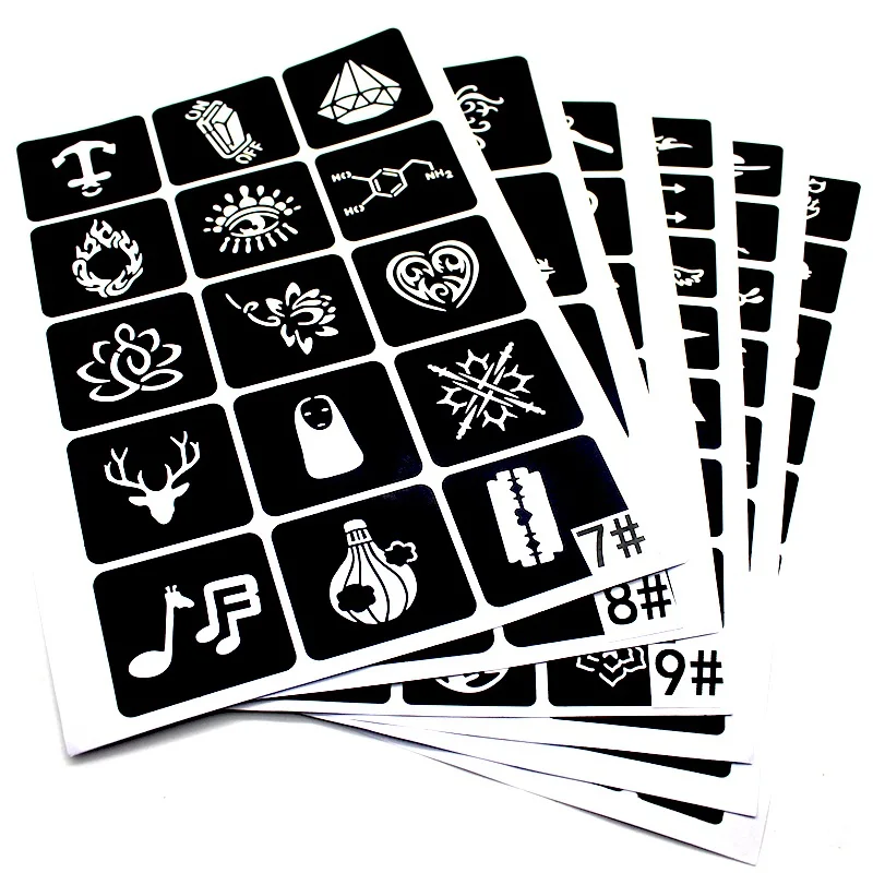 

282pcs Small Reusable Face Body Painting Tattoo Stencil Sticker Temporary Airbrush Geometric Floral Fairy Tattoo Stencils kit