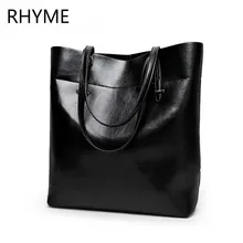 RHYME Leather Women Bucket Bag Shoulder Solid Big Handbag Large Capacity Top-handle Bags New Arrivals