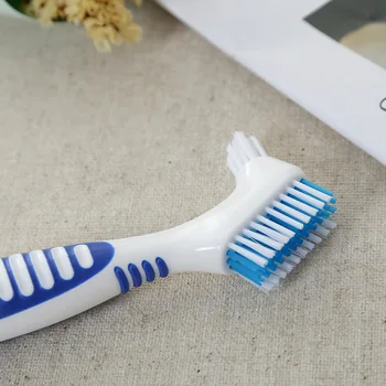 

Denture Cleaning Brush Multi-Layered Bristles False Teeth Brush Oral Care Tool Bristles & Ergonomic Rubber Handle toothbrush