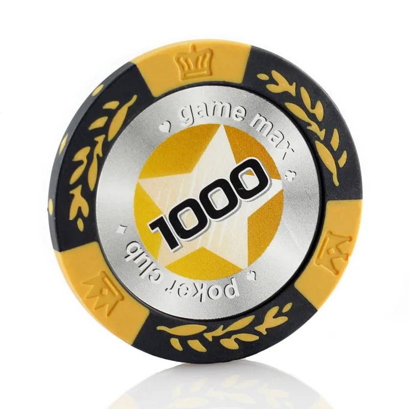 25 pcs/set Poker Chips Texas Hold'em 14g Clay Round Wheat Crown Poker