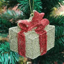 10 шт/партия Подарочная сумка 12 см новогодняя елка украшения Блестящий Порошок новогодний X-mas дерево кулон поставщик