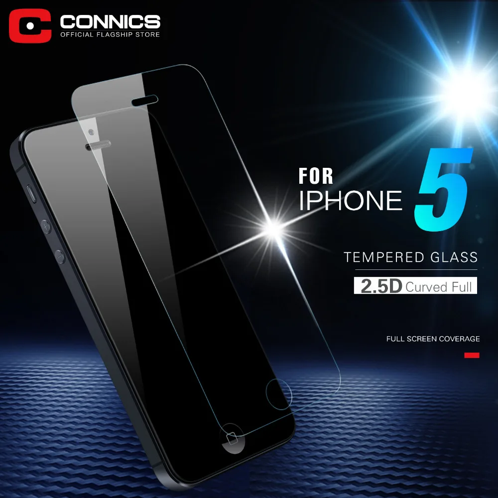 Connics Экран протектор для iPhone SE 5S 5 защитный анти взрыв 0.26 мм Кристалл закаленное