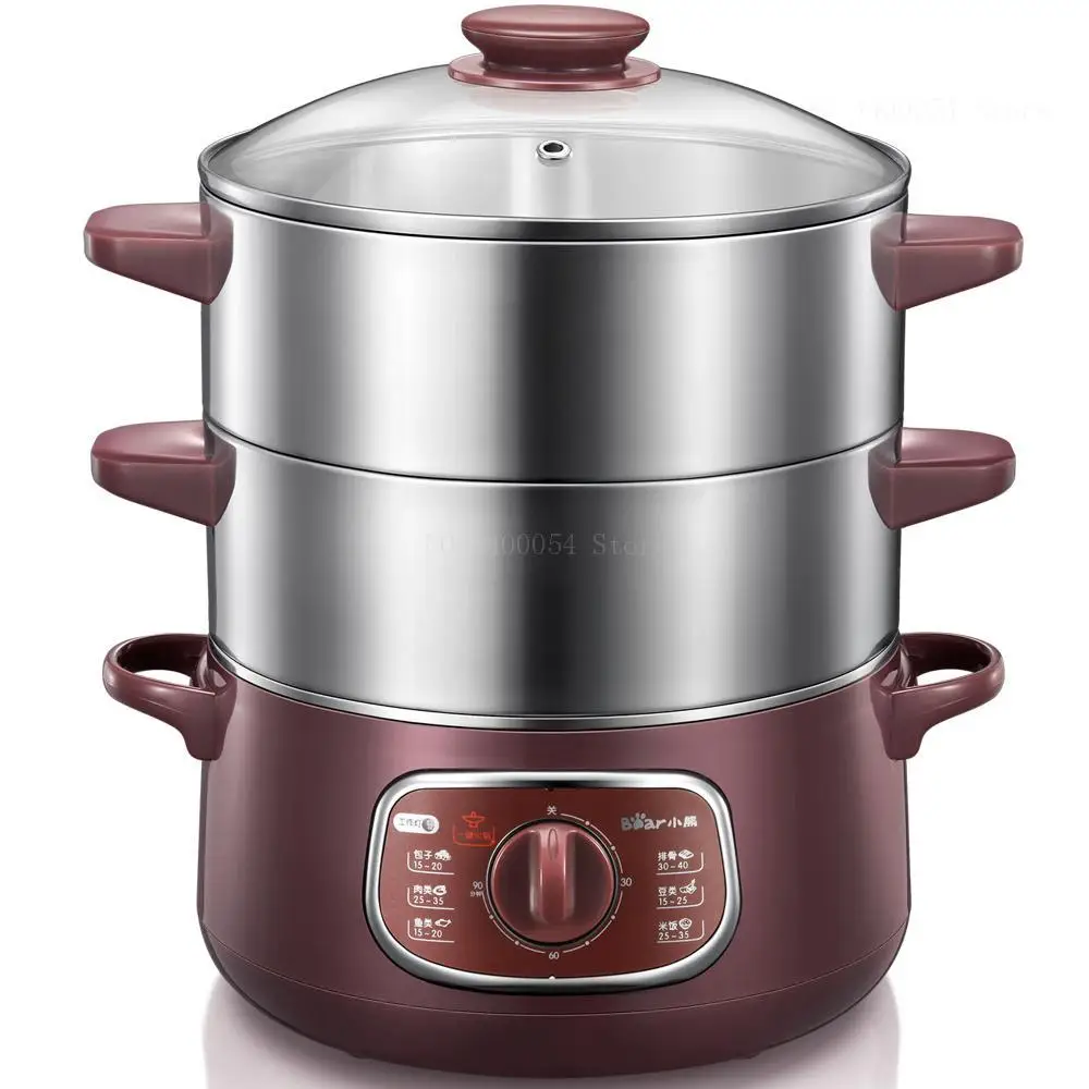 

Double-layer Stainless Steel Electric Food Steamer 800W 8L Automatic Electric Steamer 90 mins Twist Timing Hot Pot