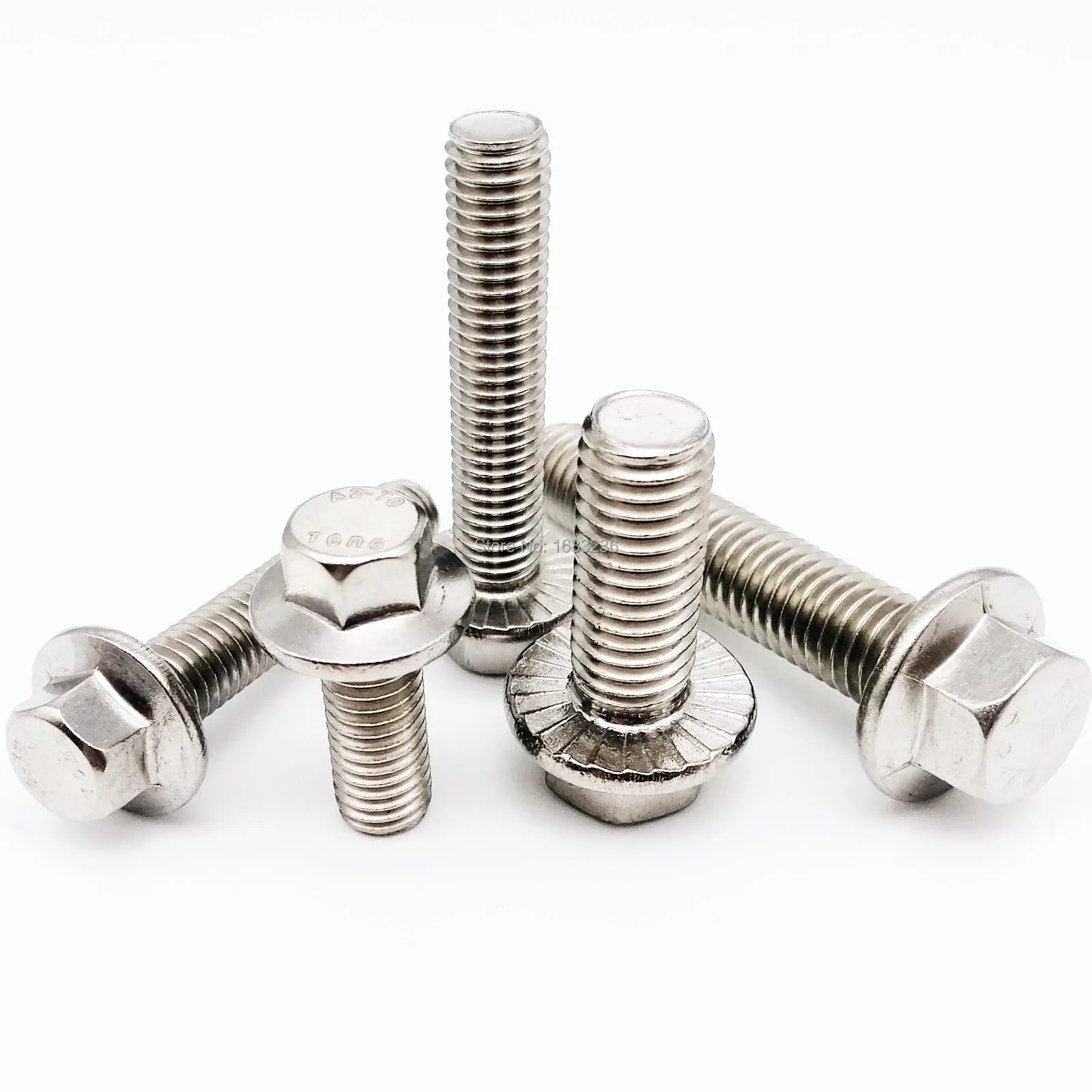 

1/10X M5 M6 M8 M10 M12 304 Stainless Steel Metric Thread GB5787 Hexagon Head with Serrated Flange Cap Screw Hex Washer Head Bolt