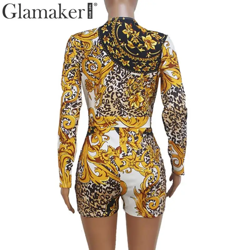 Женский короткий комбинезон с принтом Пейсли Glamaker винтажный Облегающий v